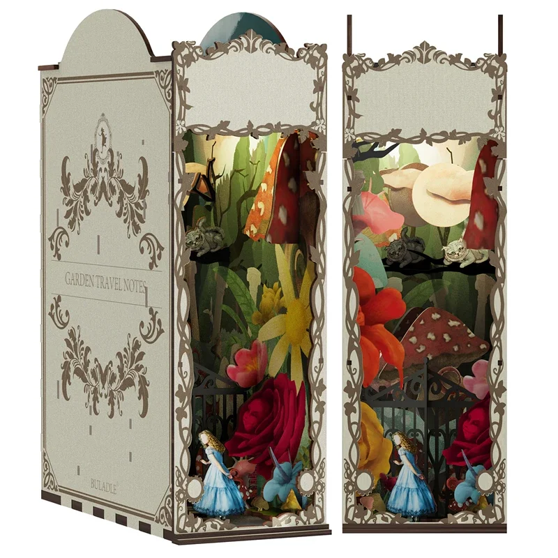 ガーデン旅行記ブックエンド本棚ドールハウス DIY 木製ブッ - Diy Miniature Dollhouse Kit Book Nook のレビューと価格
