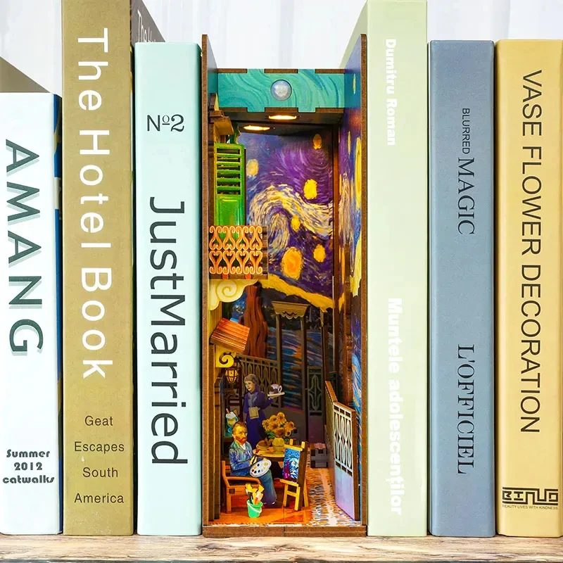 新しい DIY 木製ブックコーナー棚挿入キットミニチュアアニ - Book Nook Shelf Insert Alley Diy のレビューと価格