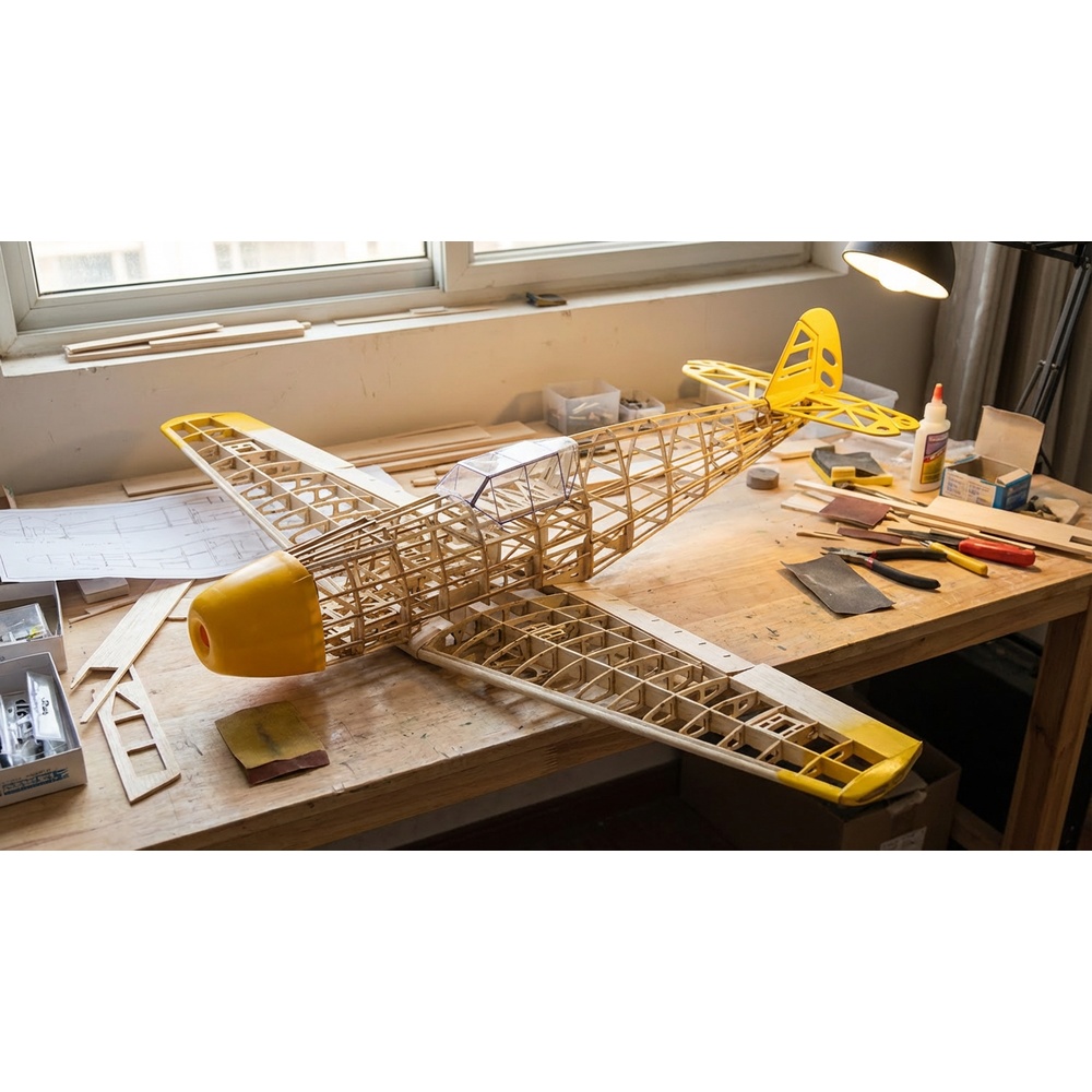BF109 1020mm レーザーカット バルサウッド機体キ - Laser Cut Wooden Model Kit Assembly のレビューと価格