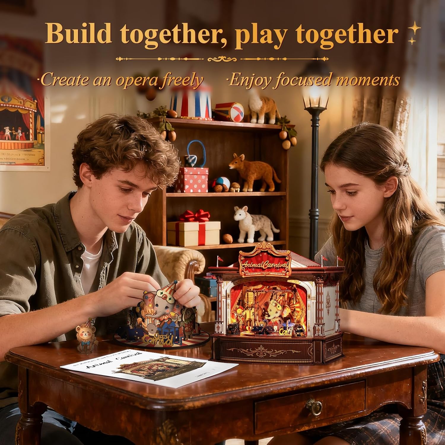3D木製パズルミュージックボックス - LEDライト付きDI - Music Box Wooden 3D Puzzle Rotating のレビューと価格