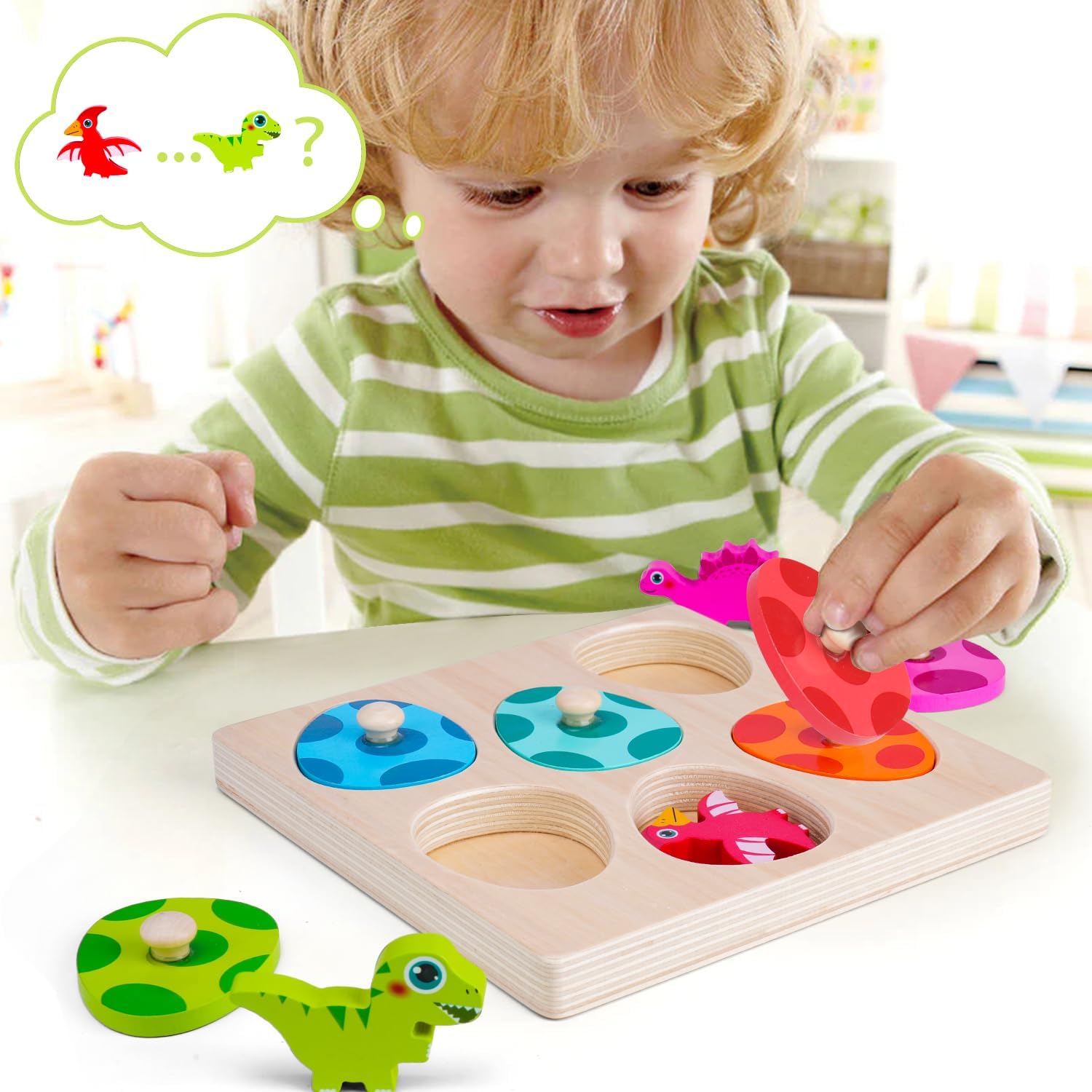木製恐竜ジグソーパズルおもちゃモンテッソーリペグパズルゲーム - 3D Wooden Mechanical Puzzle Marble Run のレビューと価格