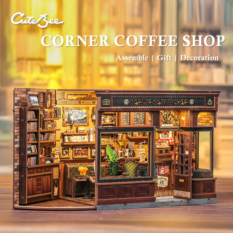 CUTEBEE ブックヌークキット 3D DIY ドールハウ - Diy Miniature Dollhouse Kit Book Nook のレビューと価格