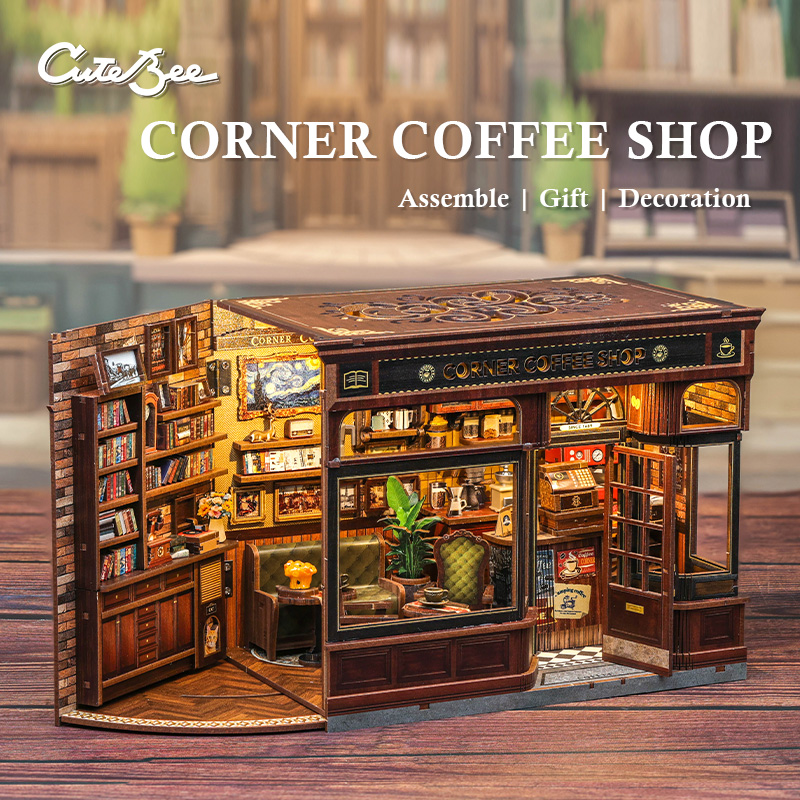 CUTEBEE ブックヌークキット 3D DIY ドールハウ - Diy Miniature Dollhouse Kit Book Nook のレビューと価格
